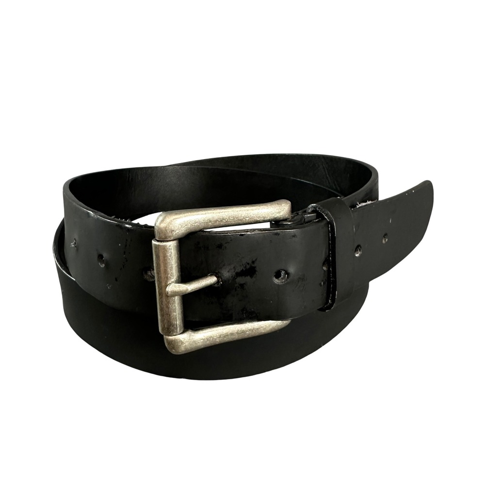 Dickies Mens Black Leather Work Belt Size 48 Silver Buckle 17GD0230